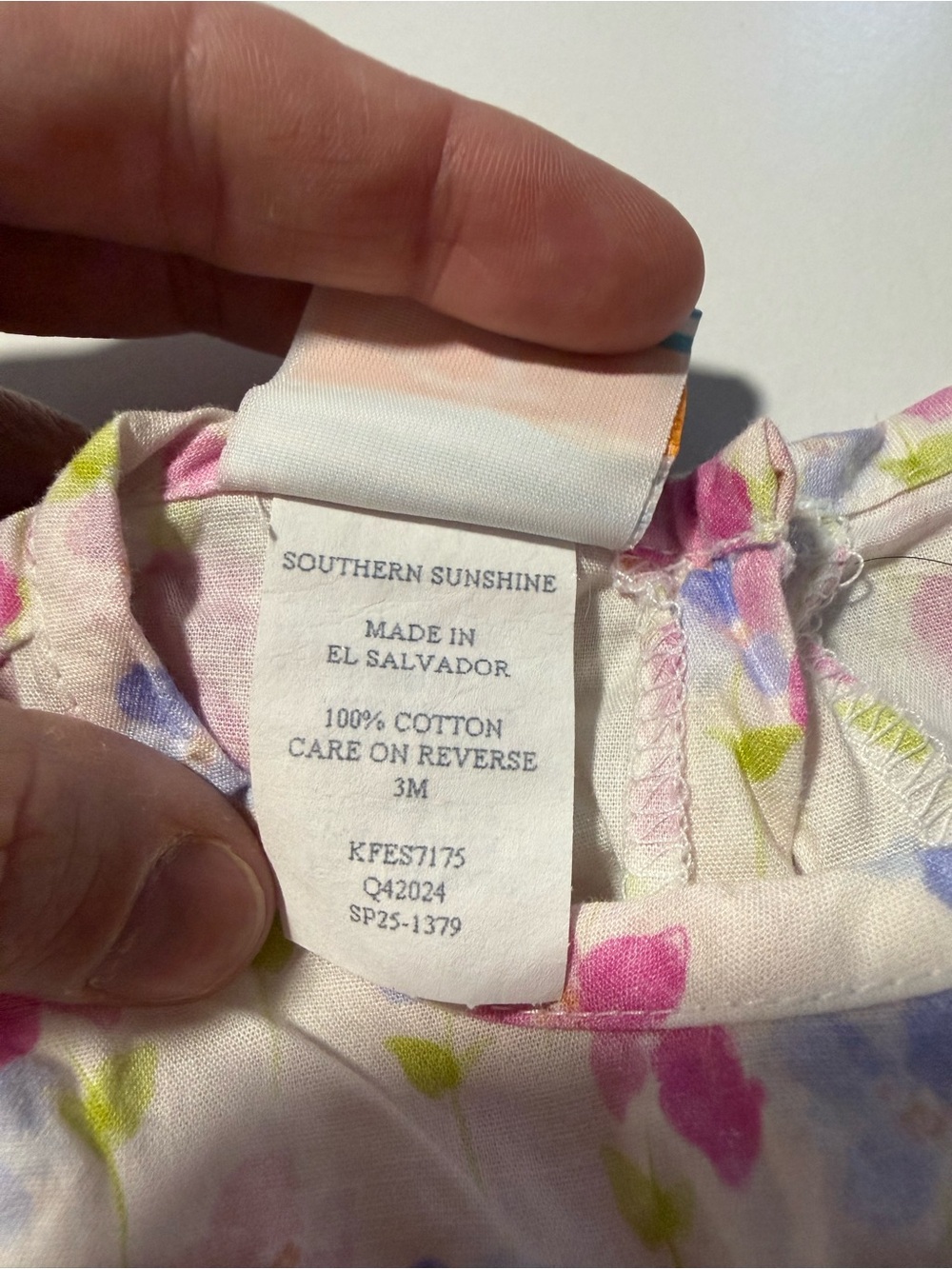 Southern Sunshine Pink Floral Bow Romper with Blue Gingham Bows - Picture 3 of 3